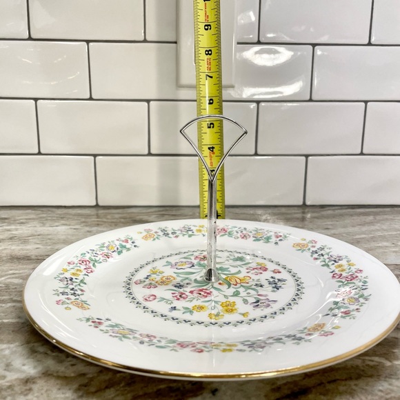 Royal Doulton Spring Glory Tidbit Tray Bone China with Silver Handle Vtg - Picture 9 of 11